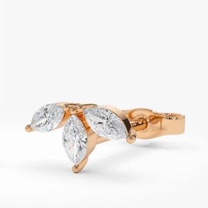 Ferkos fine jewelry 14k rose gold Marquise diamond Crown Stud SINGLE Earring